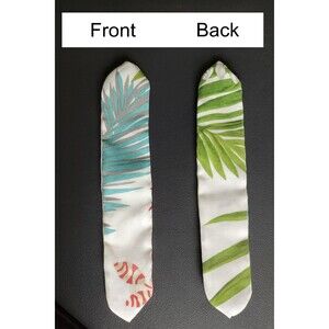 Summer Tropical Coastal Leaf Print Fabric Purse Scarf Bag Handle Wrap Zipper Tag